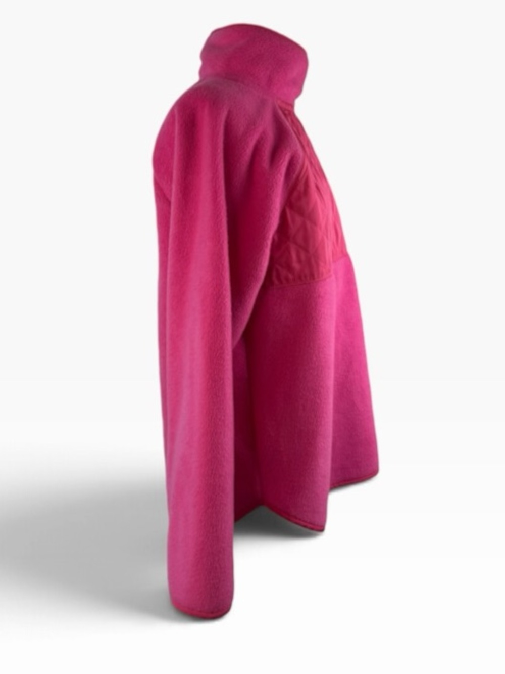 J. Crew Fleece Pullover Jacket Hot Pink Quilted M Snap Collar - Picture 7 of 15